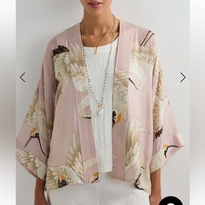 One Hundred Stars Stork Print Kimono